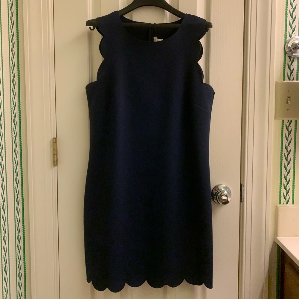 J. Crew Navy Scalloped Mini Dress